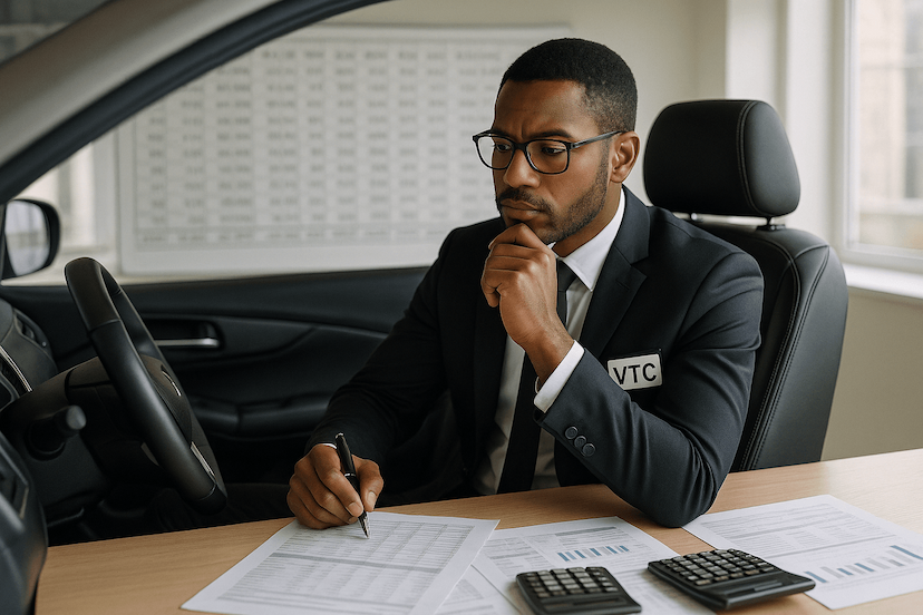 Explication du calcul des revenus et des charges pour un chauffeur VTC en auto-entreprise.