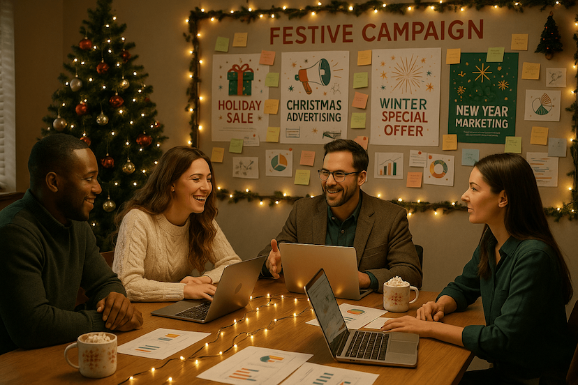 Campagnes de communication festives et interactives destinées à renforcer l’engagement des clients pendant la période de Noël.